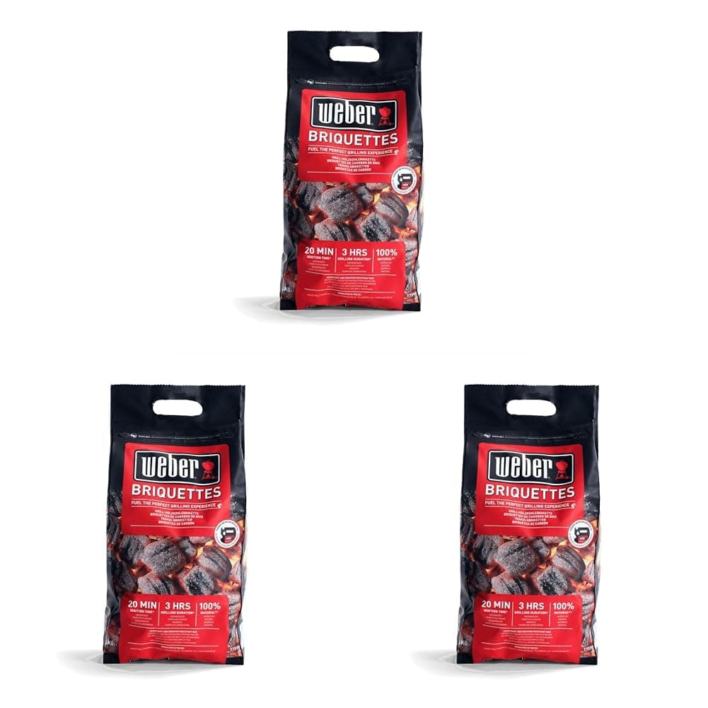 Weber 17590168 Charcoal Briquettes – 4 kg Bag – Charcoal for Weber Barbecues – BBQ Fuel – Premium Quality, Easy to Ignite, Long-Lasting – 100% Natural, Based on Wood Waste
