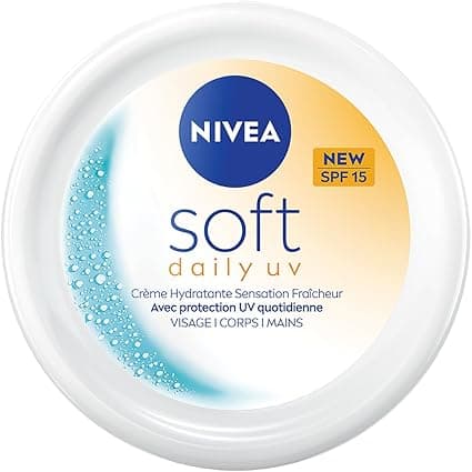 NIVEA NIVEA - Soft Daily UV SPF 15 - Body, Face & Hand Cream - 48H Hydration & UVA/UVB Protection - Jojoba Oil - Light & Non-Greasy Texture - Vegan - All Skin Types - 200 ml