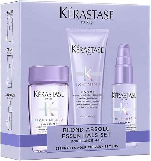 KÉRASTASE Absolute Blond Discovery Set - Hydration and Shine - Light Bath Shampoo + Cicaflash Care + Cicaextreme Oil - Bleached or Highlighted Blonde Hair - Travel Size - Image 1