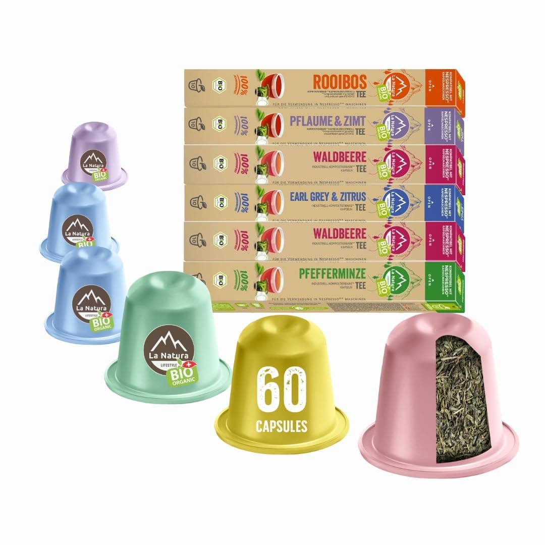 60 x Organic Tea Capsules Compatible with Nespresso - La Natura Lifestyle - Industrial Compostable - Image 1