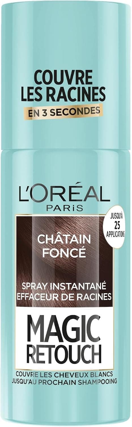 L’ORÉAL PARIS - Spray Instantané Correcteur de Racines & Cheveux Blancs - Hommes & Femmes - Magic Retouch - Châtain Foncé - 75ml - Image 1