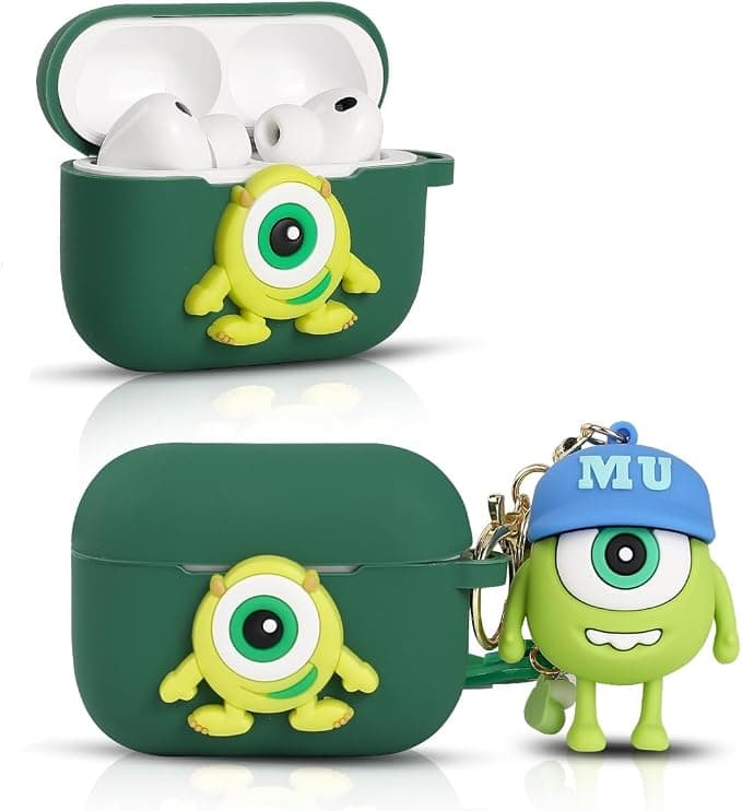 Slim Protective Silicone Case Compatible with Apple Airpods Pro 3 with Doll Keychain (Mike)