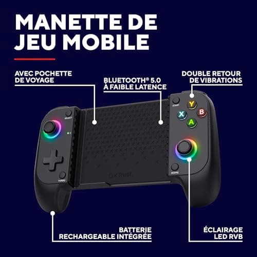 Trust GXT 735 Mylox Bluetooth Mobile Phone Controller for Android/iPhone/PS5/Xbox/Mobile, 12 Hours Battery Life, Dual Vibration, RGB Lighting, Wireless Smartphone Controller, Black - Image 4