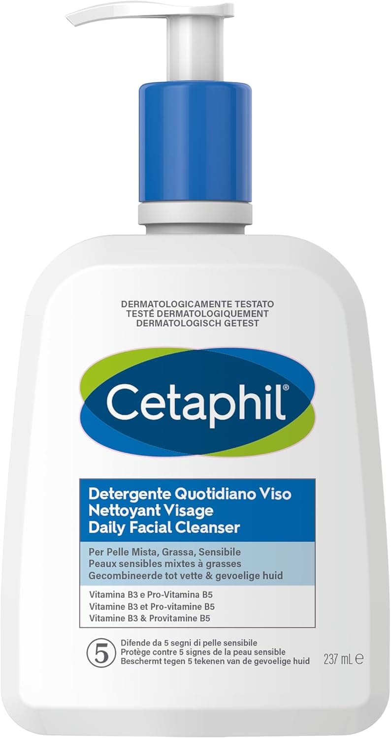 Cetaphil Gel nettoyant visage 237ml, pour peaux sensibles mixtes à grasses, nettoyant visage femme et homme, à base de Niacinamide, Panthénol et glycérine