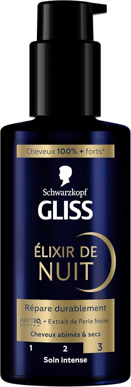 GLISS - Schwarzkopf - Night Elixir - Long-lasting Repairs - Haptiq System - Black Pearl Extract - Damaged & Dry Hair - 100% Stronger Hair - Intense Care - No Rinse - 100 ml - Image 1