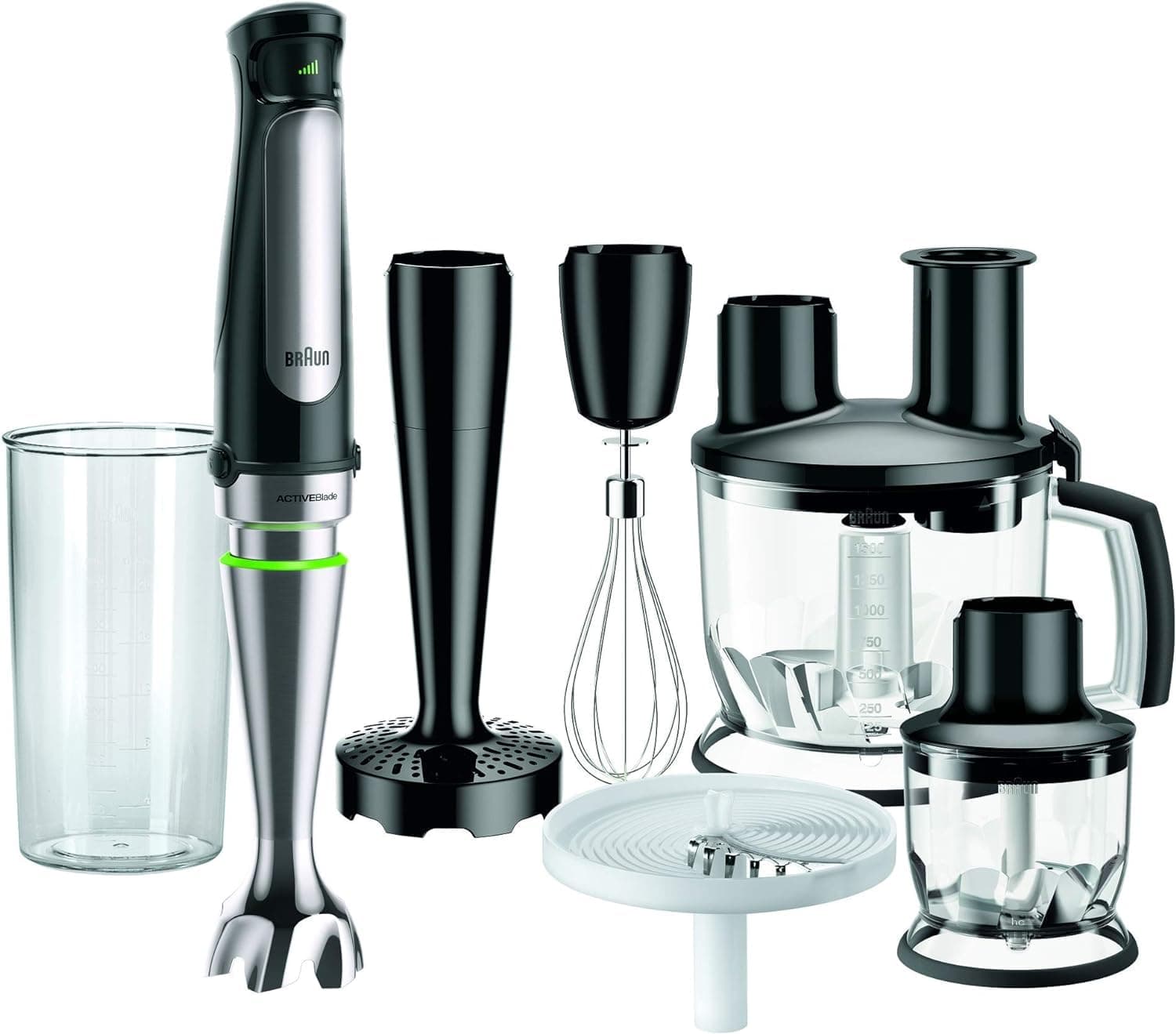 Braun MultiQuick 7 - Deep Blender, SplashControl, ActiveBlade System for Hard Food, Accurate Speed Selection, Blender 1.5L, Chopper, Whisk, Measuring Jug 600ml, 1000W, Black (MQ7087X)