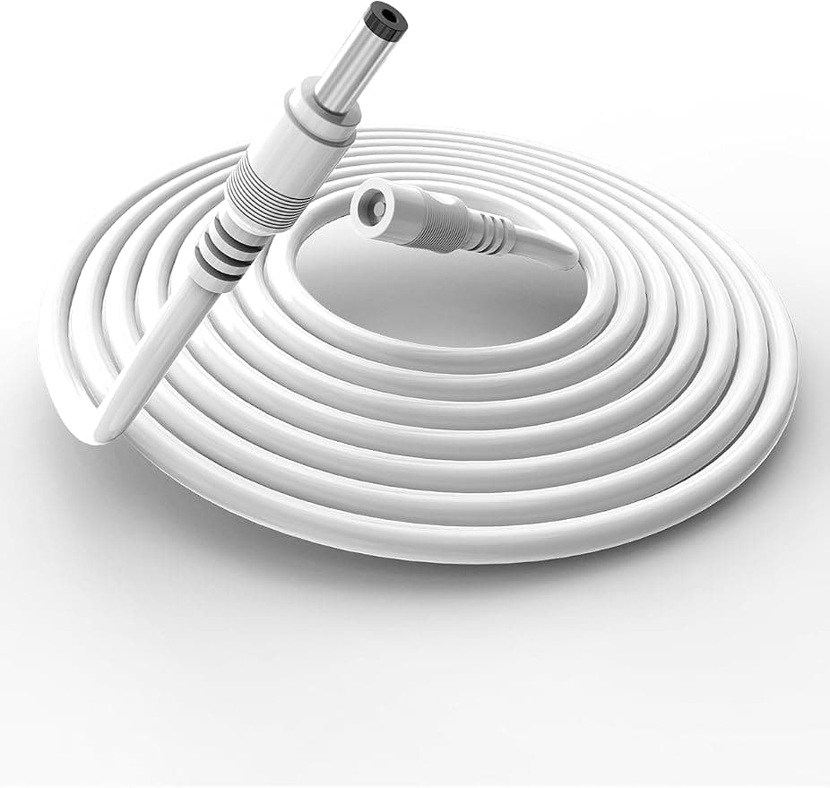 Tonton 5M DC Extension Cable for Amazon Echo Dot (3rd, 4th, 5th Generation), Echo Show 5 (1st, 2nd Generation), Echo Dot 3rd etc - DC 20AWG Copper Power Cable, 5M White - Image 1