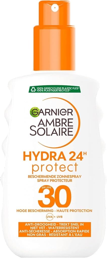 Garnier GARNIER Ambre Solaire Hydra 24H - Sun Spray SPF 30 - Protects against UVA & UVB - 24h Hydration - Fast Absorption - Water Resistant - Vegan & Cruelty Free - All Skin Types - 200ml