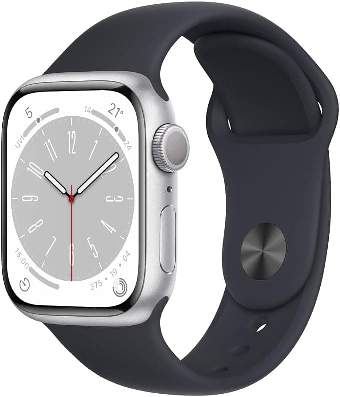 Apple Watch Series 8 (GPS, 41MM) - Silver Aluminum Case with Midnight Sport Strap (Refurbished) - Image 1