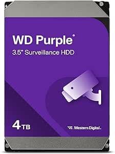 Western Digital - WD Purple 4TB - Internal Hard Drive for CCTV with Allframe 4K™ Technology - 3.5" SATA 6Gb/s, 180TB/year, 64MB Cache, 5400rpm - WD40PURZ