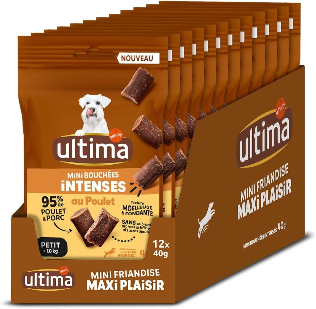 Ultima Treats for Small Adult Dogs – Intense Chicken Bites Pack of 12 x 40 g