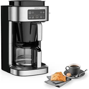 Krups Aroma Partner Filter Coffee Maker, Integrated Airtight Coffee Tray, Automatic and Accurate Dosages Thanks to Intelligent Lever System, 10 to 15 Cups, Capacity 1.25 L KM760D10