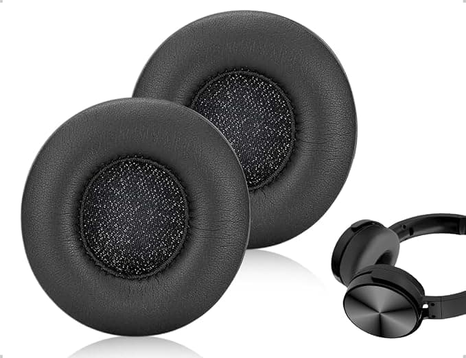 2 x Replacement Ear Pads Leather Headphone Padding Compatible with Sony Earphones (Round, Diameter 70 mm, Black)