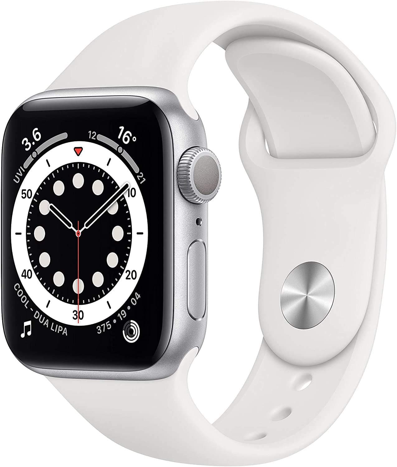 Apple Watch Series 6 (GPS, 40mm) Silver Aluminium Case with White Sport Strap (Refurbished) - Image 1