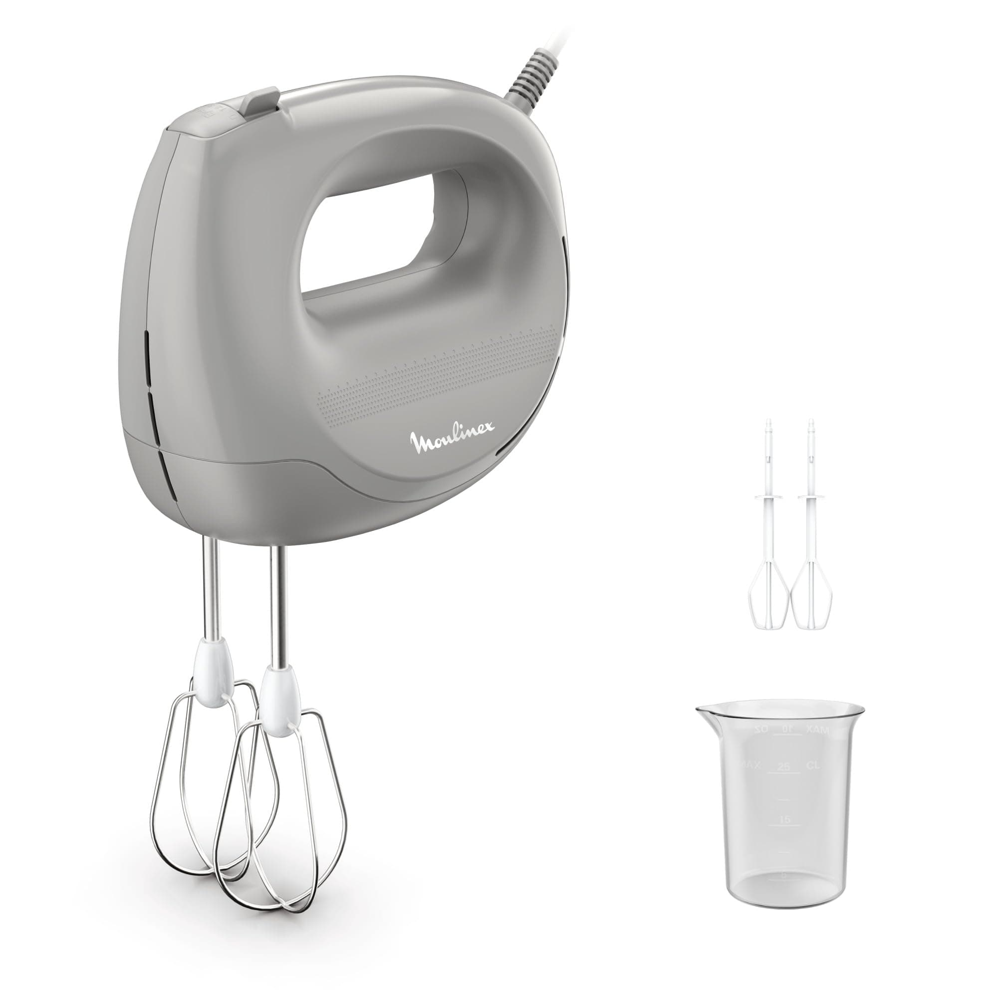 Moulinex Easy Max, Beater, Perfect Mix, Compact, Adjustable Knob with 5 Speed, 2 Sets of Whisks, Pepper, HM262BF0