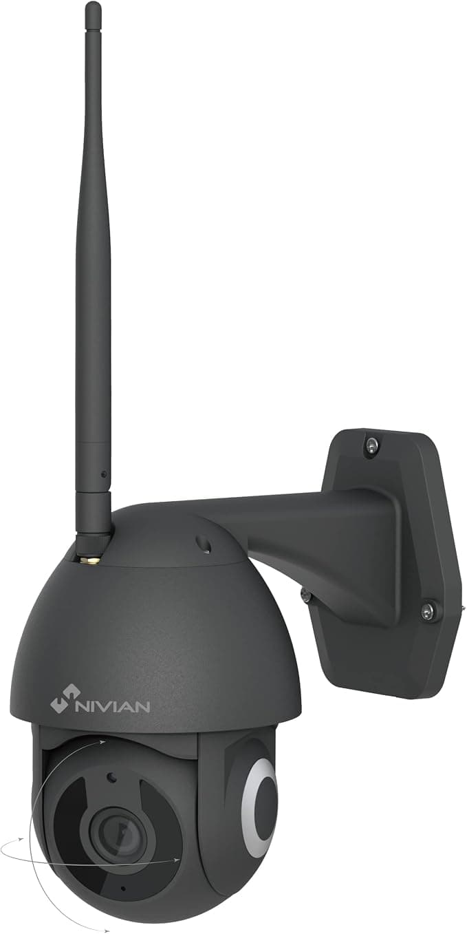 NIVIAN -2.4GHz WiFi PTZ Camera-2K-360° Remote Motion Autotracking and Human Detection - 10m Night Vision Compatible with Alexa and Google Home-Black - Image 1