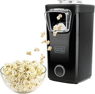 BLACK+DECKER BLACK+DECKER BXPC1100E - Pop Corn 1100W | Machine à Pop Corn sans Huile | Format Compact | prêt en 3 Min | Gobelet doseur Multifonction | Cuisson à air Chaud | Noir