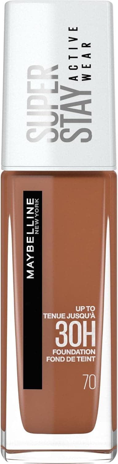 Maybelline New York Long-Lasting Liquid Foundation No Transfer High Coverage Superstay Active Wear 30h Shade Cocoa (70) Capacity: 30 ml