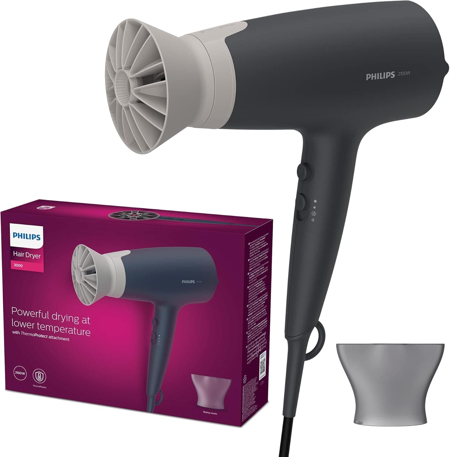Philips Sèche-Cheveux Philips Série 3000 avec Fonction Ionique Avancée (modèle BHD351/10)