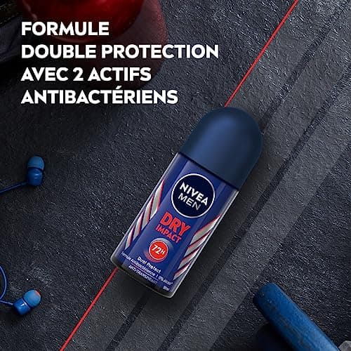 NIVEA MEN Déodorant anti-transpirant Dry Impact (lot de 6 x 50 ml), Déodorant bille pour homme sans alcool, Antitranspirant protection 72 H - Image 5