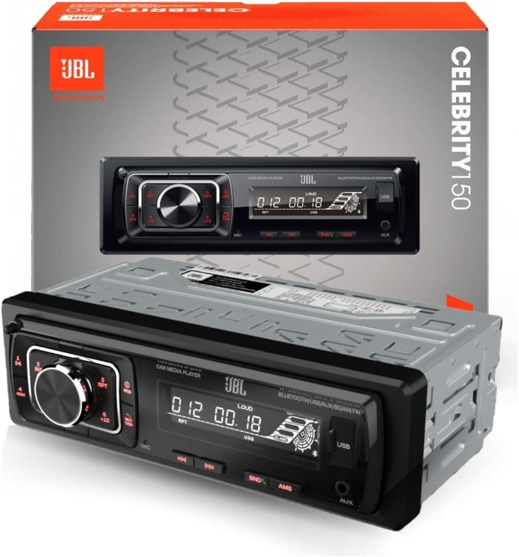 JBL Autoradio Bluetooth Voiture Celebrity 150 par Harman Kardon, Poste Radio 1 DIN, 4x50W, Streaming Bluetooth, kit Main Libre Voiture, écran Amovible, AM/FM, USB, SD, AUX, 2 Sorties RCA pour Ampli