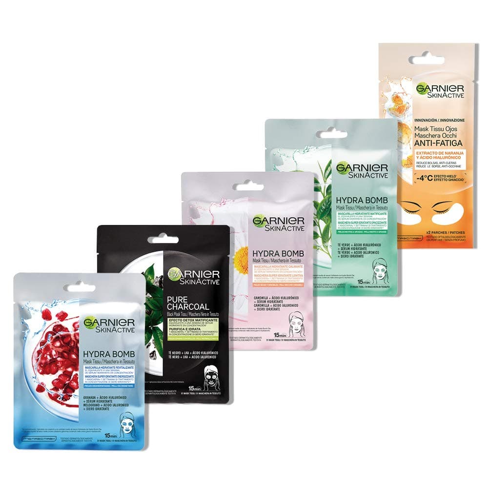 Garnier HydraBomb Skin Care Fabric Mask with Different Effect Pack of 5 - Image 1