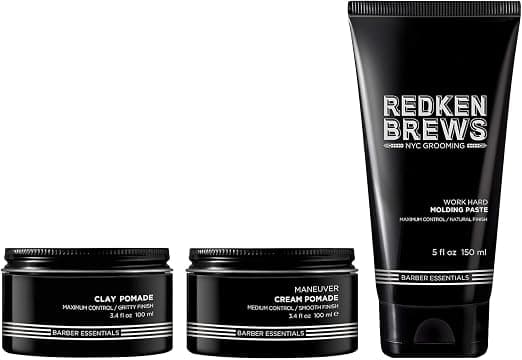 Redken, Trio Waxes for Men, Clay Styling Ointment, Maneuver Styling Cream 100ml & Malleable Styling Paste 150ml, All Hair Types, Redken Brews - Image 1