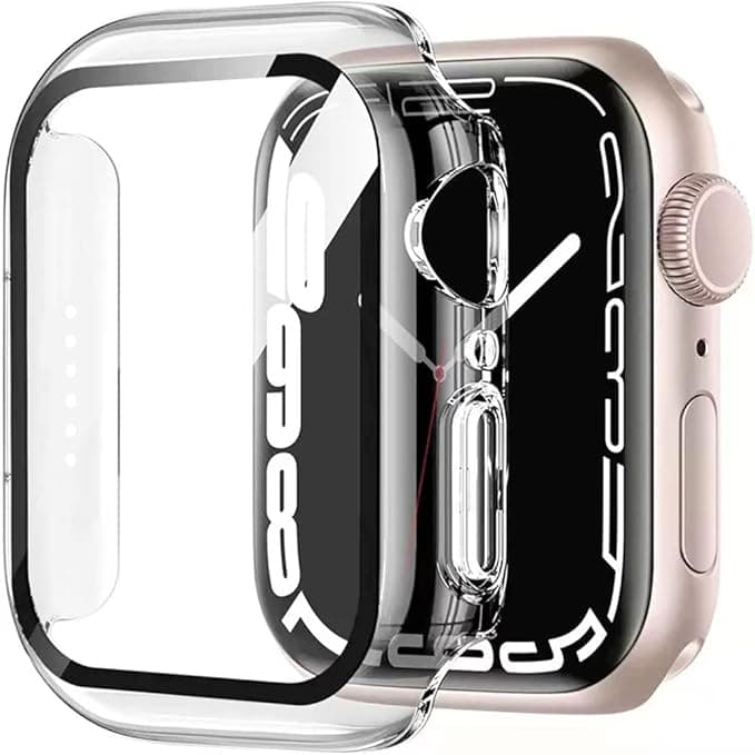 HANKN 2 Pieces Hard Case for Apple Watch Series 6 5 4 SE 40mm Tempered Glass Screen Protector Shockproof iWatch Case, 40mm, Transparent x 2