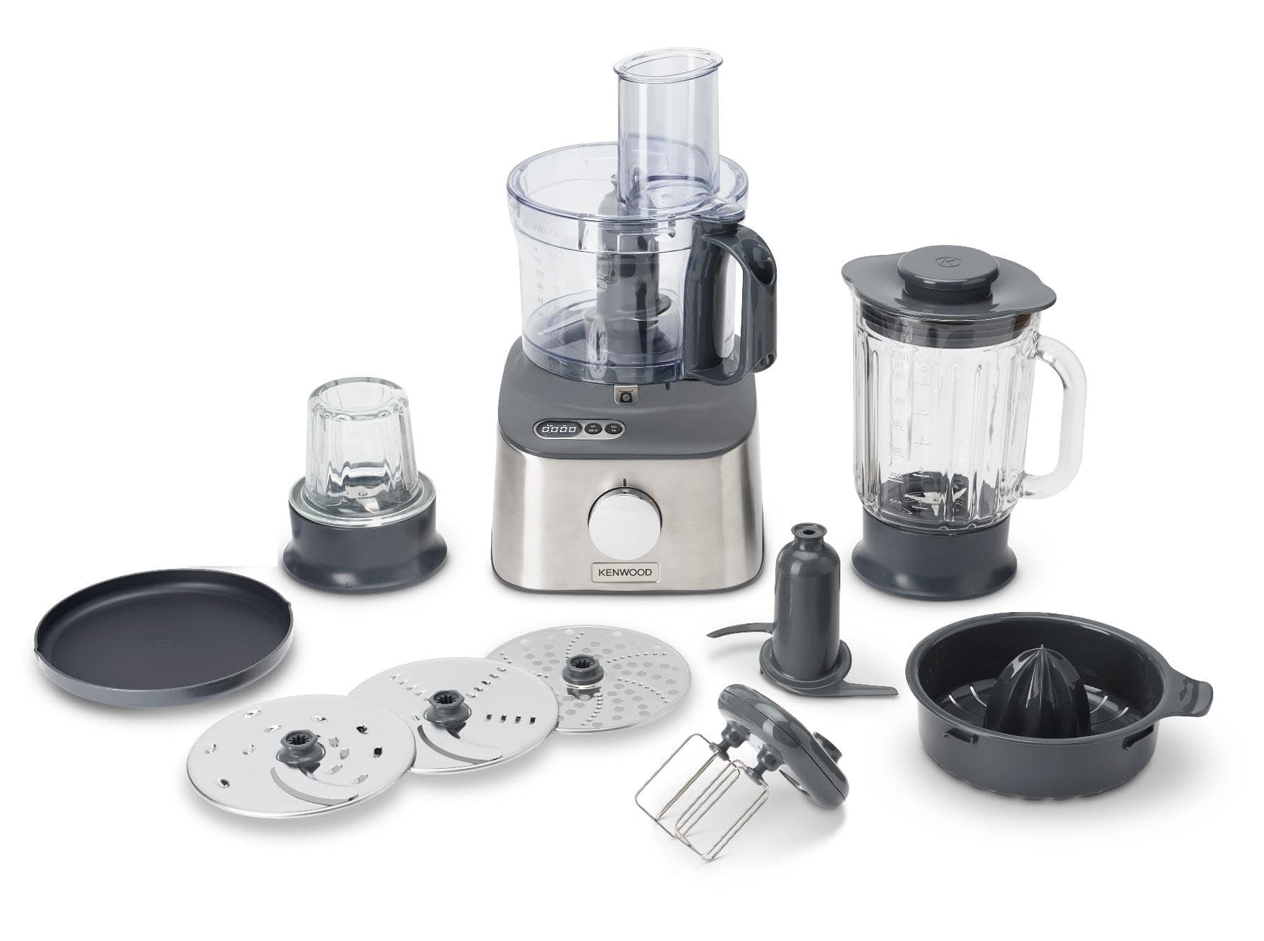 Kenwood Multipro Compact+ FDM313SS Compact Food Processor with Integrated Scale, Stainless Steel Blade, 3 Working Trays and 6 Other Accessories, Metal Casing, 800 W, Silver - Image 1