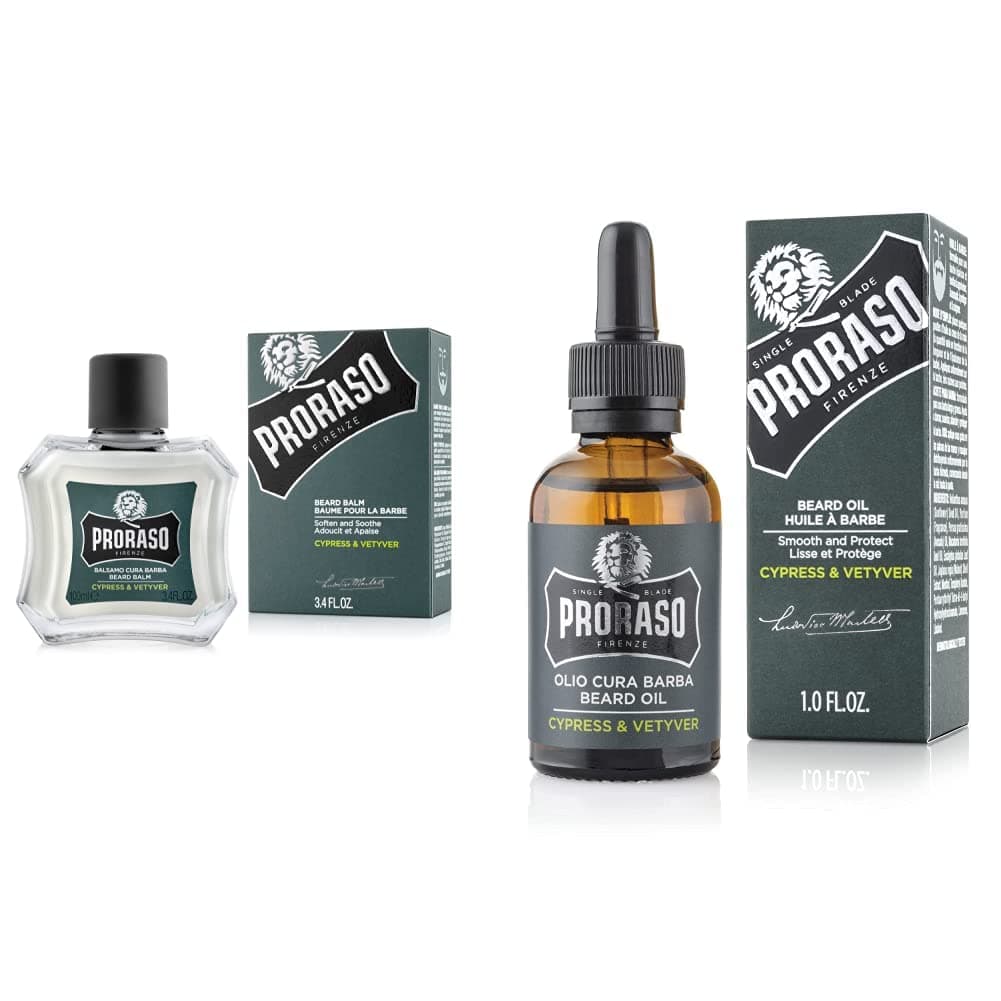 Proraso Baume Barbe, Cyprès & Vétiver, 100 ml, Baume à barbe parfumé, Adoucit, protège et soulage les démangeaisons et l'inconfort & Huile Barbe Cyprès & Vétiver, 30 ml, Huile pour barbe parfumée - Image 9