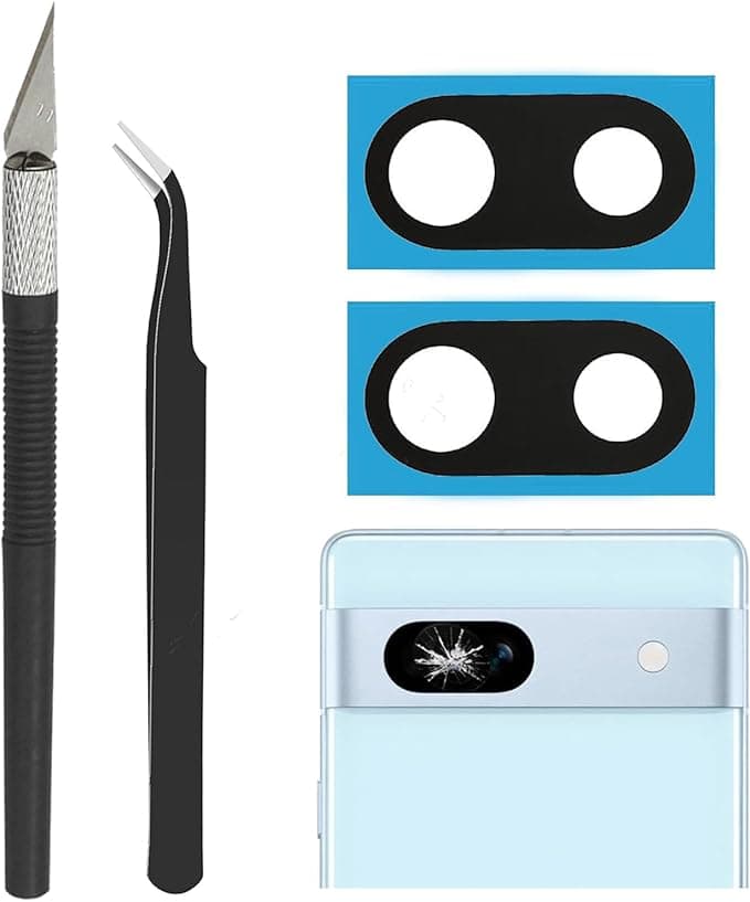 Google 2 Pack Replacement Lens for Google Pixel 7A Rear Camera Lens with Pre-installed Adhesive and Repair Tool Kit