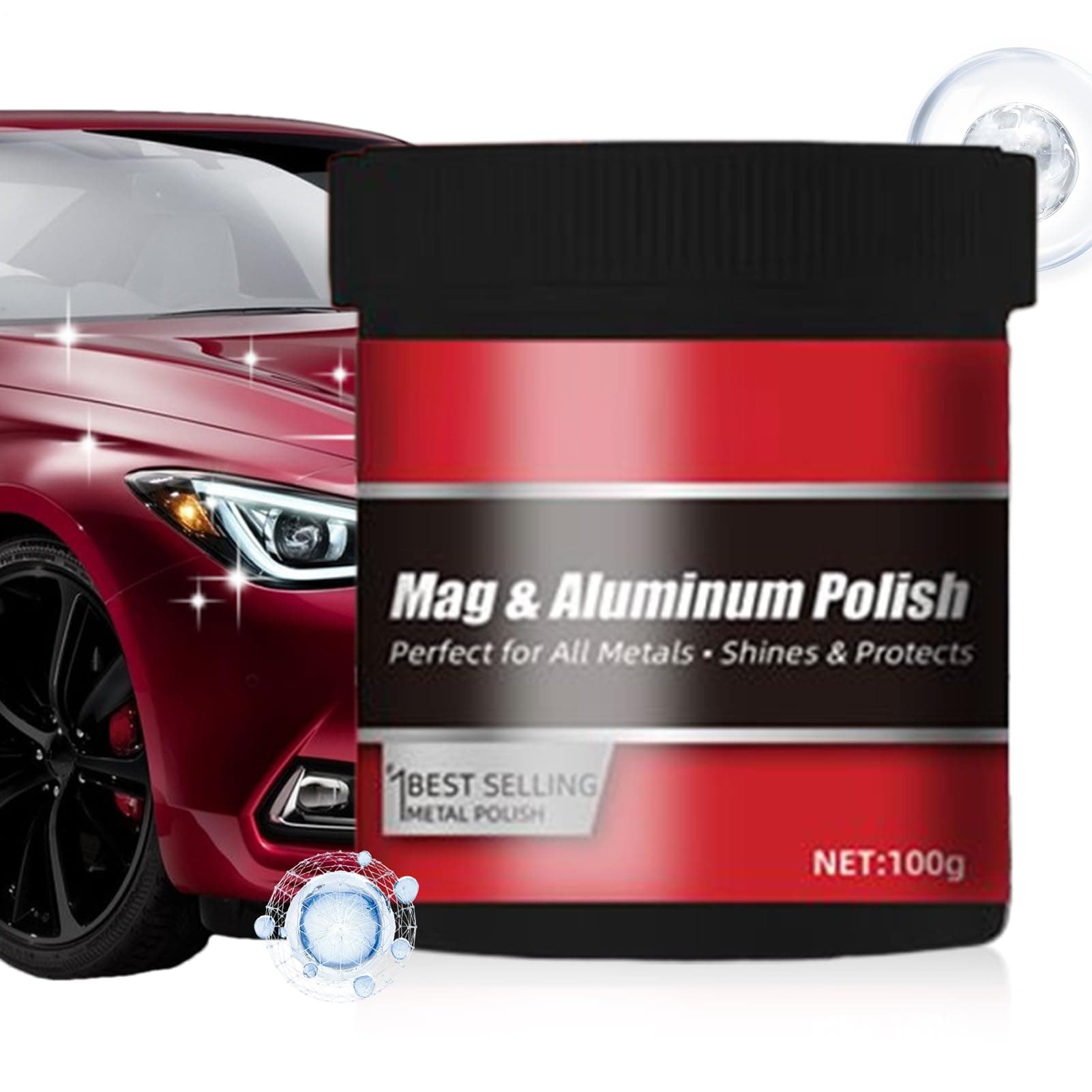Mobil Polish Pour Les Véhicules Automobiles,Agent De Nettoyage 100g - Réparateur De Rayures De Peinture De Voiture - Pour Jantes Extérieures Chrome Brillant Mécanique Véhicule Utilitaire SUV Camping-Car
