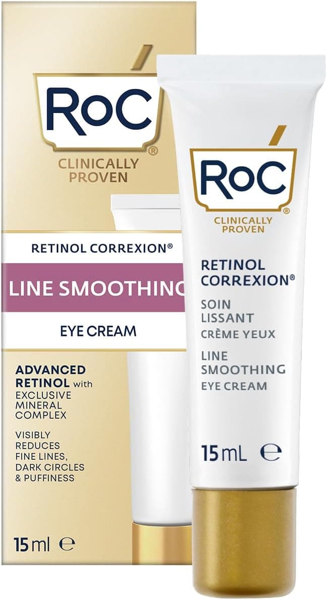 RoC - Retinol Correxion Soin Lissant Crème Contour des Yeux - Réduit les Poches et les Cernes - Anti-Rides et Age - 15 ml