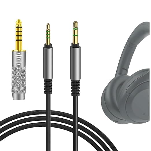 Geekria QuickFit Audio Cable with Adapter 4.4mm Compatible with Sony WH-1000XM5 1000XM4 XB910N XB900N CH710N MDR-XB950BT Headset, 2.5mm Balanced to 3.5mm Ordon Stereo Replacement (1.2m) - Image 1