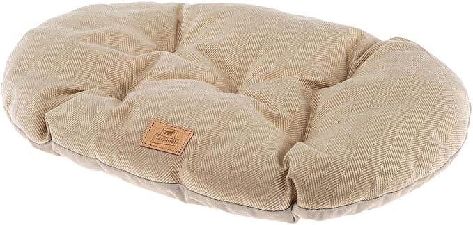 Ferplast Coussin Chien STUART 65, Coussin Chat, Lit pour Chiens Chats Animaux Domestiques, Matelas, Tapis, Coussin Rembourré pour Panier Chien et Chat, Ovale, Coton Doux, Lavable, 65 x 42 cm, Beige - Image 1