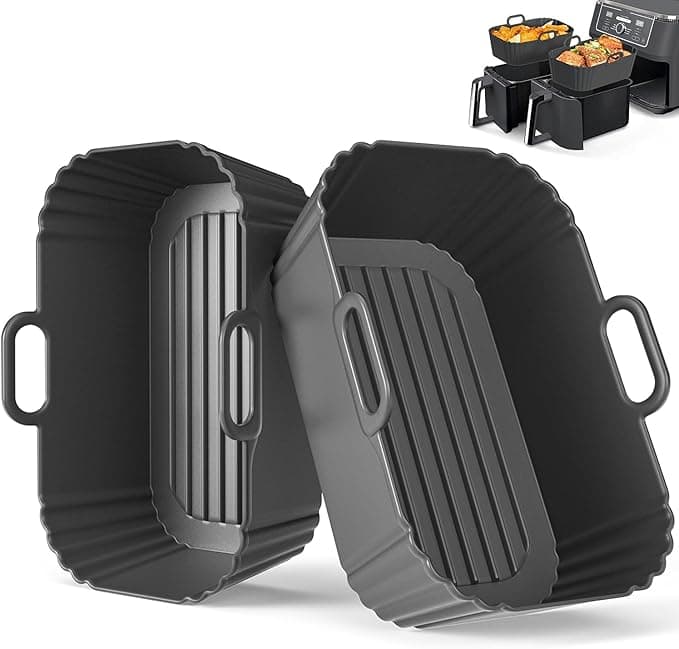 Moule Silicone Air Fryer 2 Paquet pour Ninja Foodi Max Dual Zone AF300EU AF400EU AF200EU, Cookwise, Panana, Kenwood pour Modèles 7.6L, 8.5L et 9.5L, Réutilisable Plat Airfryer Accessoire - Image 1