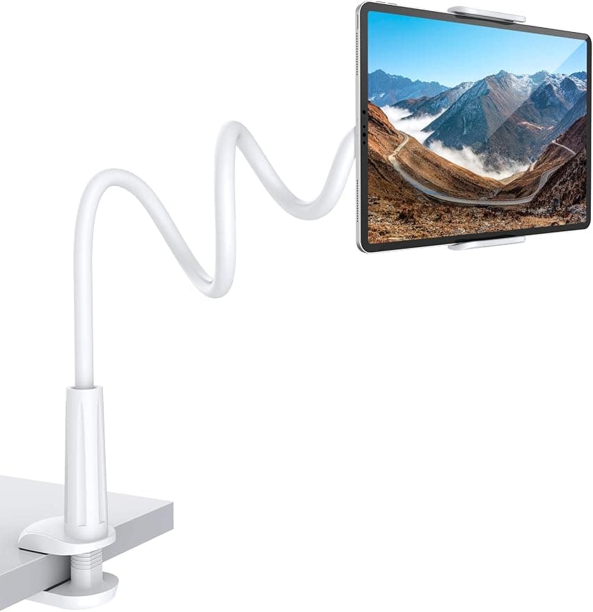 Tablet Stand with Gooseneck Adjustable Stable Bed Stand Desk Stand for iPad Pro Air/iPhone/Telephone/Nintendo Switch/Samsung/Kindle and More, 80cm Total Length - Image 1