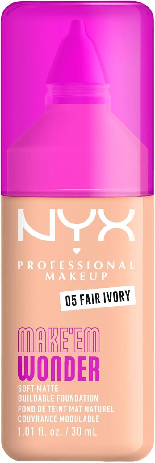 NYX Professional Makeup - Make 'Em Wonder - Foundation - 24h hold - No plaster effect - Hyaluronic Acid and Guarana Extract - Vegan Formula - Shade : Fair Ivory 5-30 ml