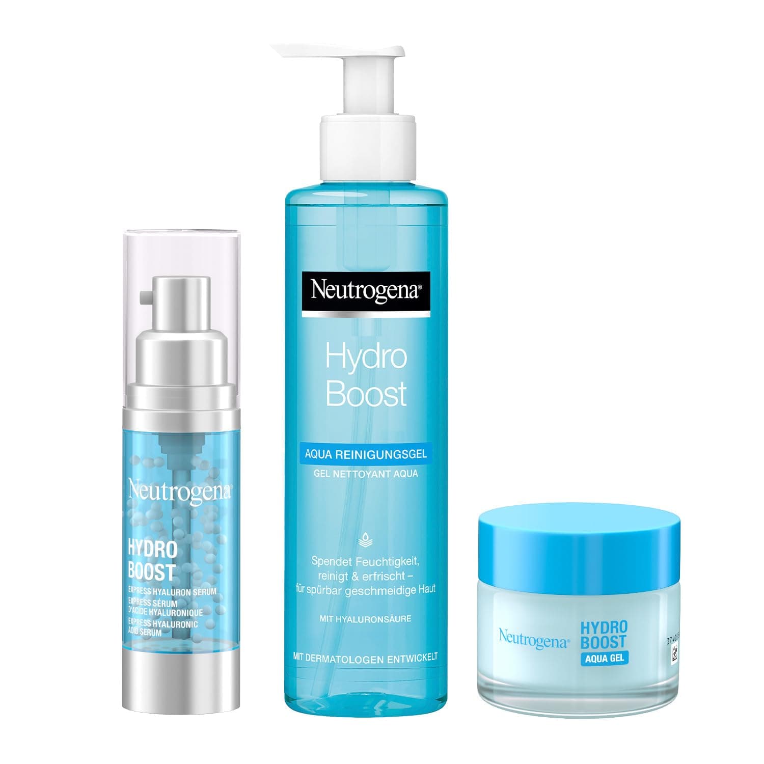 Neutrogena Hydro Boost Skincare Kit avec gel nettoyant Aqua Perles, sérum pour le visage et Aqua Gel, crème pour le visage et soin du visage à l'acide hyaluronique, idéal comme cadeau - Image 9