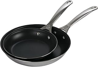 Le Creuset LE CREUSET Signature Lot de 2 poêles à frire anti-adhésives en acier inoxydable Argenté Ø 20 cm Ø 26 cm