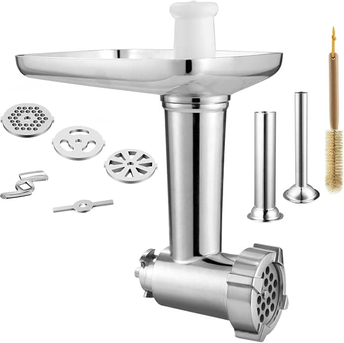 Gdrtwwh Meat grinder accessory Suitable for Kenwood Chef (KVC, KVL, KCC) and kMix (KMX), with 2 sausage filling tubes and 4 grinding plates - Image 1