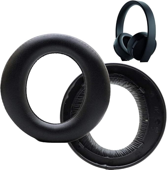 Cuhya-0080 Replacement Earpads Ear Pad Cushion for Sony Playstation 4 7.1 Surround Sound PS4 Headphones Black - Image 1