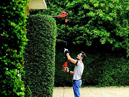 BLACK+DECKER Hedge Trimmer on Pole 550 W, Electric Hedge Trimmer 51 cm with Asymmetrical Blade, Telescopic Handle, Swivel Head and Double Switch, Distance 22 mm, PH5551-QS Black/Orange - Image 6