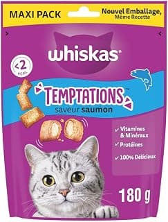 Whiskas Temptations Maxi Pack Friandises Saveur Saumon pour Chat Adulte 4x180g