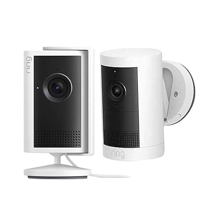 Ring Ring Caméra intérieure Plus (nouvelle génération) avec Caméra extérieure Plus | Caméra de surveillance sur secteur | Retinal 2K, zoom 4x| Essai gratuit de 30 jours à l'abonnement Ring Home