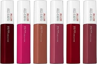 Maybelline New York Lot de 6 rouges à lèvres Super Stay Matte Ink en six nuances différentes, 6 x 5 ml