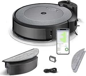 iRobot Roomba Combo i5 (i5172) 2-in-1 Robot Vacuum Cleaner & Washer, WiFi Connected - 2 Rubber Brushes - Mapps, Memories and Adapts to Home - Compatible with Voice Assistants