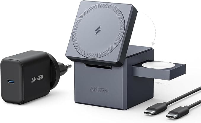 Anker 3 in 1 Charging Cube with MagSafe Charger, 15W Max Wireless Charging Power, Compatible with iPhone 17 16 15. 14 Series, Apple Watch Series 1-7/SE, and AirPods Pro (Including 30W - Image 1