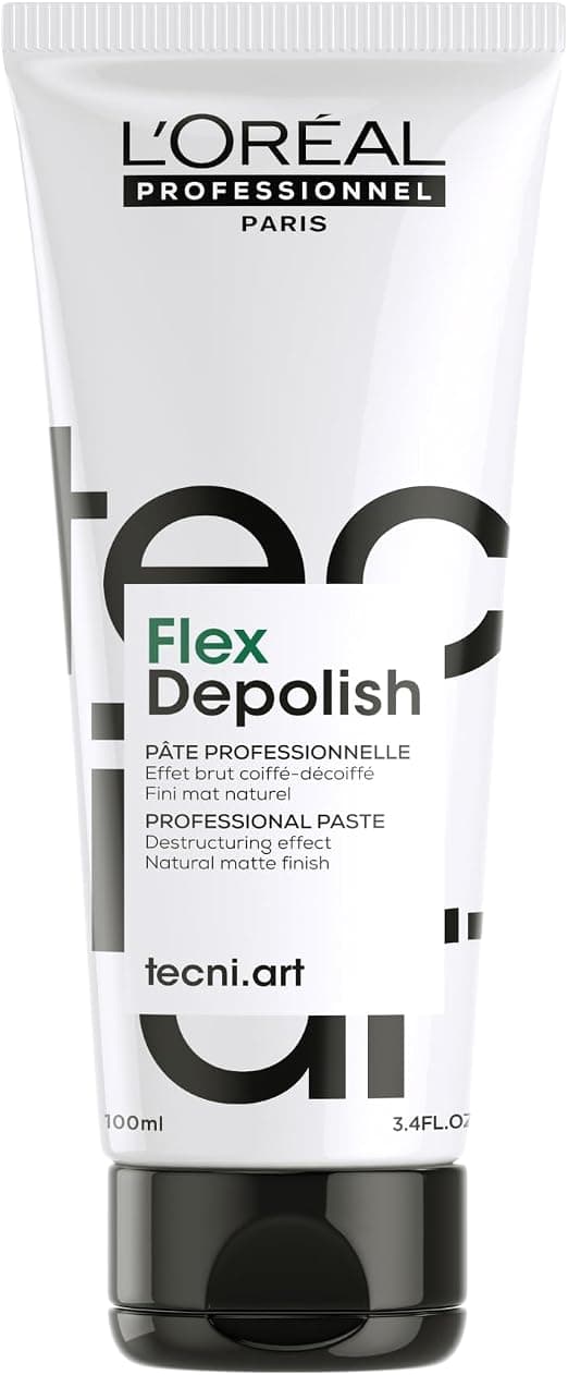 L'Oréal Professionnel, Pâte Cheveux Destructurante & Modulable Flex Depolish, Force 4, Coiffures Souples & Looks Modulables effets Coiffés-Décoiffés, Fini Mat & Naturel, Tecni Art 100 ml - Image 1
