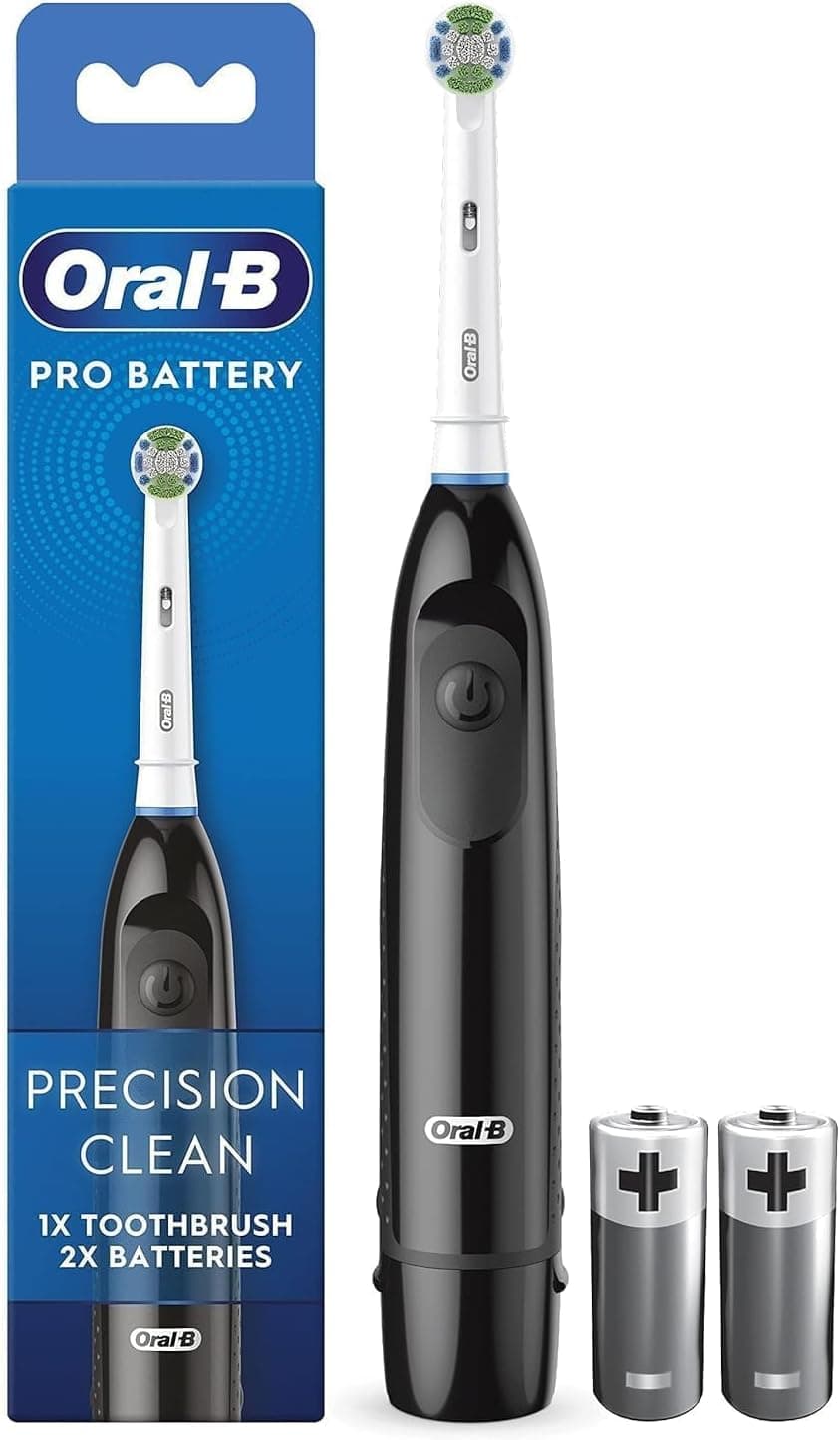 Oral-B Oral-B Brosse à dents Pro Batterie, Precision Clean - Tête de brosse à dents - Élimine la plaque dentaire - 2 piles incluses - Noir